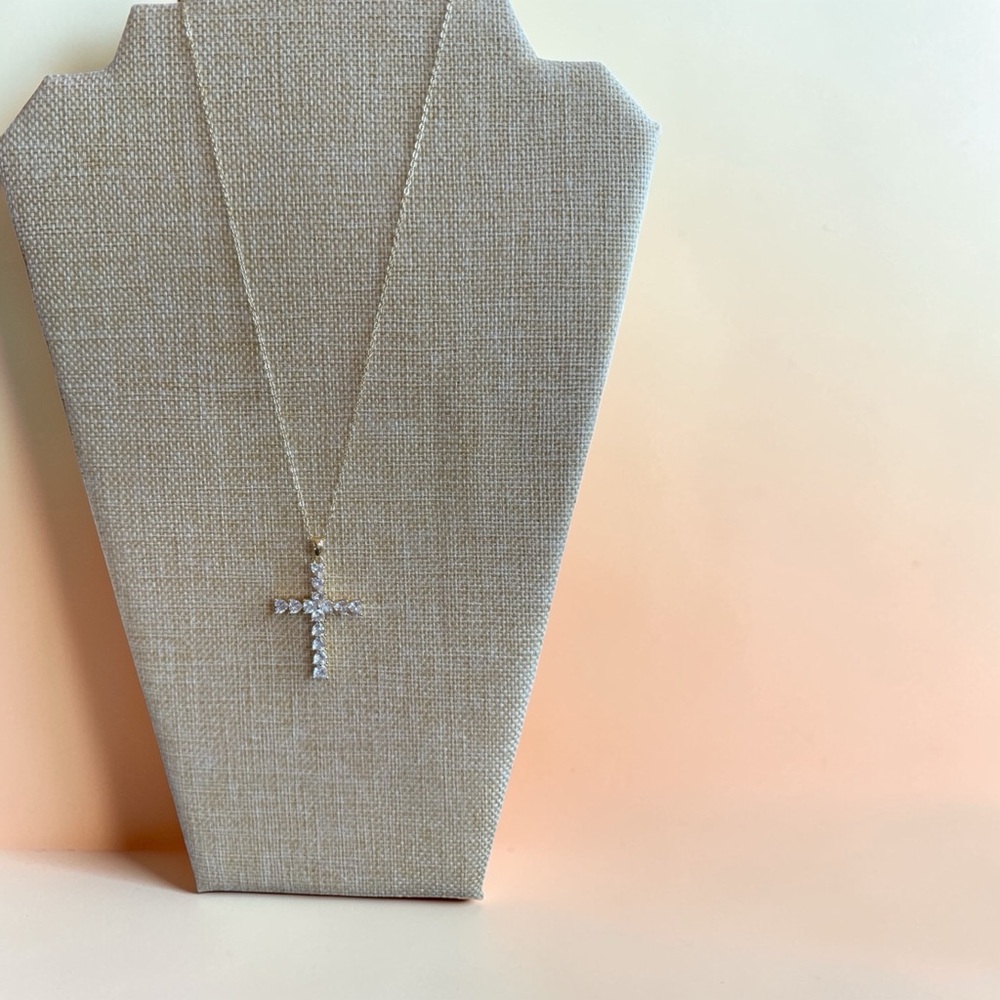 Park Lane Heaven Gold Cross Pendant Necklace with Clear Stones